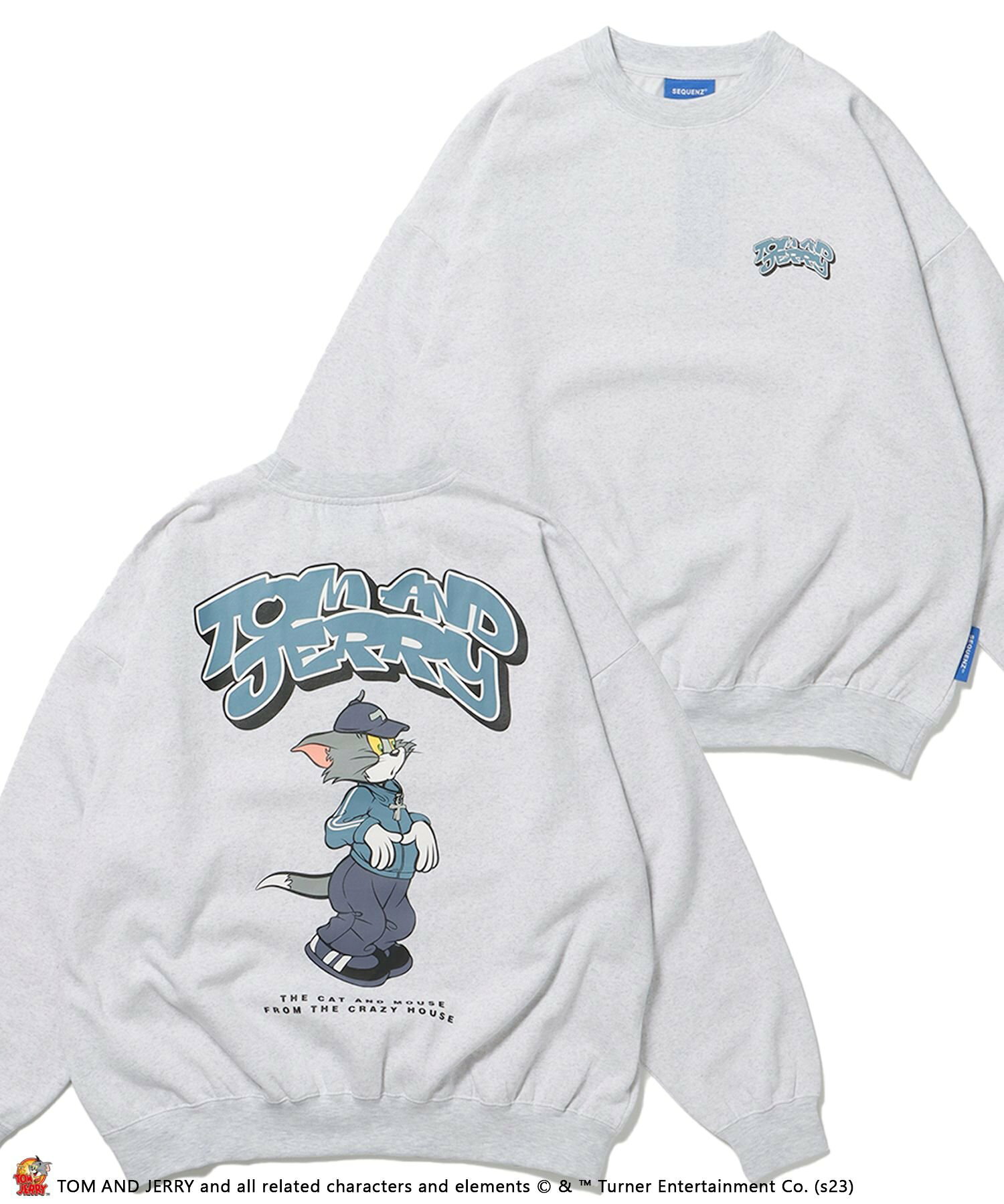 【SEQUENZ】TOM and JERRY TEC STYLE SWEAT / トムとジェリー ストリート 古着風 ペアコーデ クルーネック スウェット